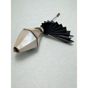 Vintage Art Deco Hat Pin Mother Of Pearl Lucite Rhinestone Scarf Brooch